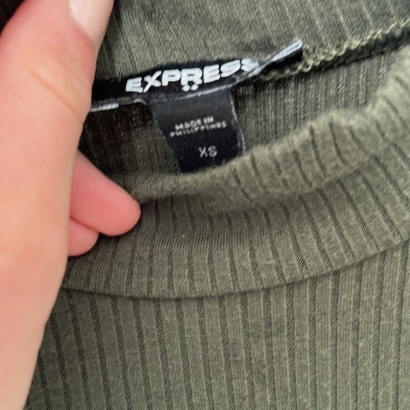 EXPRESS dark green turtleneck midi bodycon dress - Picture 3 of 3